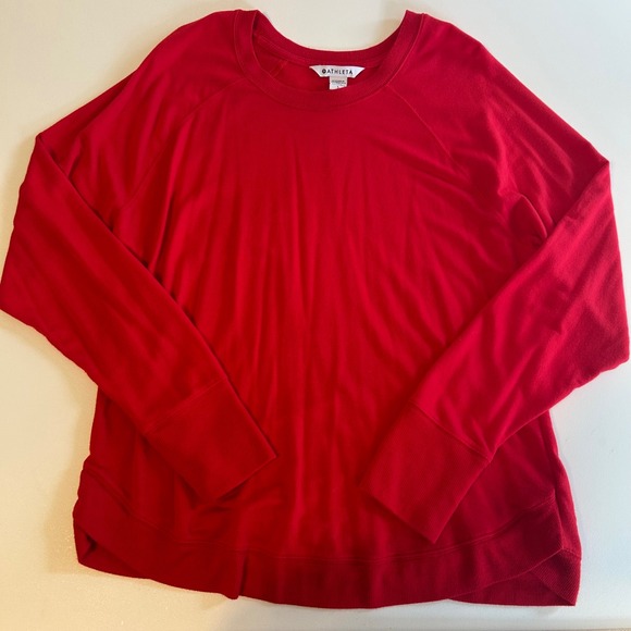 Athleta Tops - Athleta Red Longsleeve Comfy Crew Neck Sweatshirt Size Large